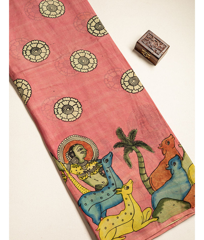 KALASTHRI KALAMKARI HAND PAINTED SILK FABRIC