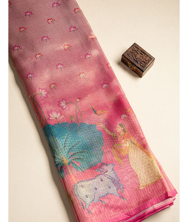 Tissue Crush kalamkari printed fabric