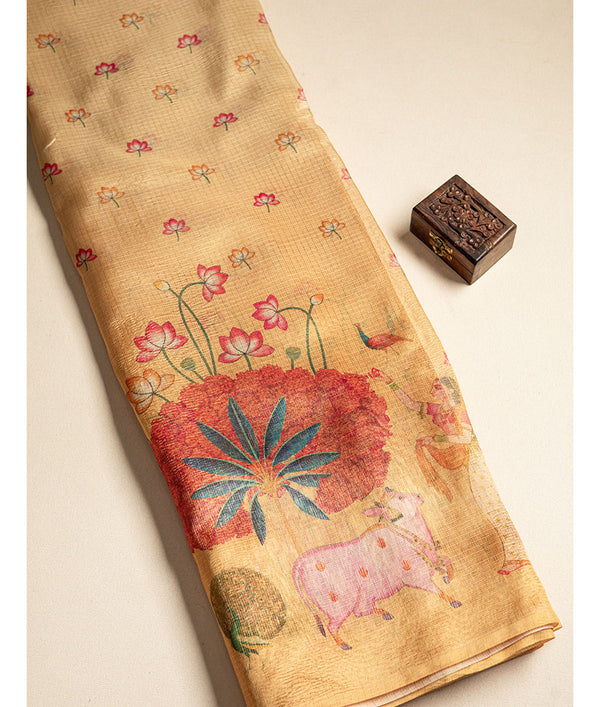 Tissue Crush kalamkari printed fabric