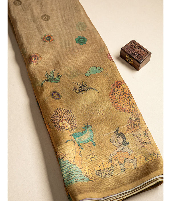 Tissue Crush kalamkari printed fabric