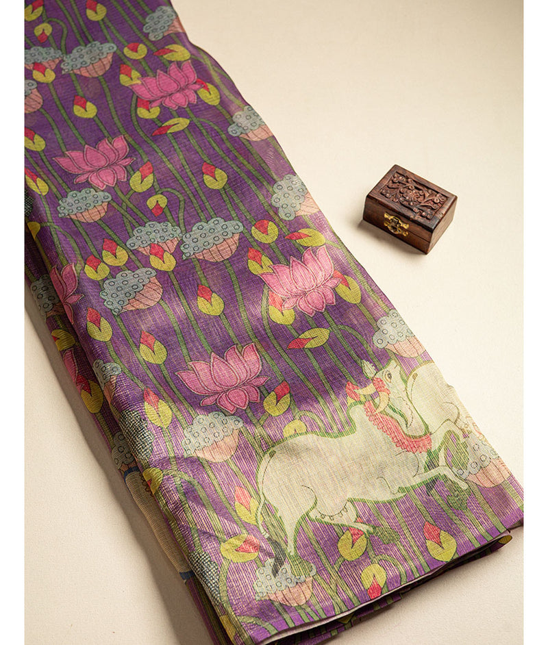 Tissue Crush kalamkari printed fabric