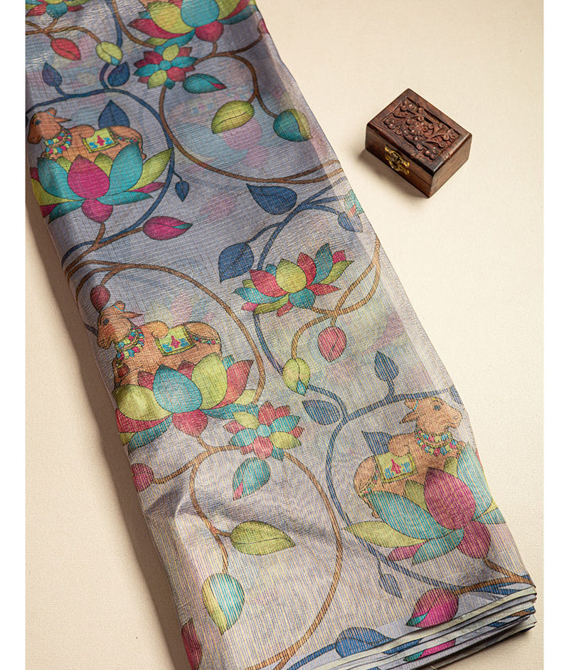 Tissue Crush kalamkari printed fabric