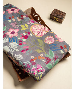 Semi tussar printed fabric