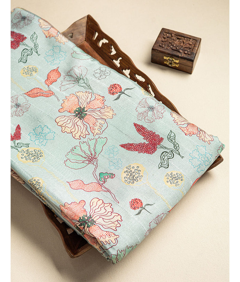Semi tussar printed fabric