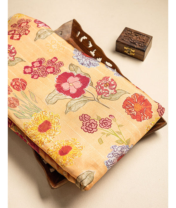 Semi tussar printed fabric