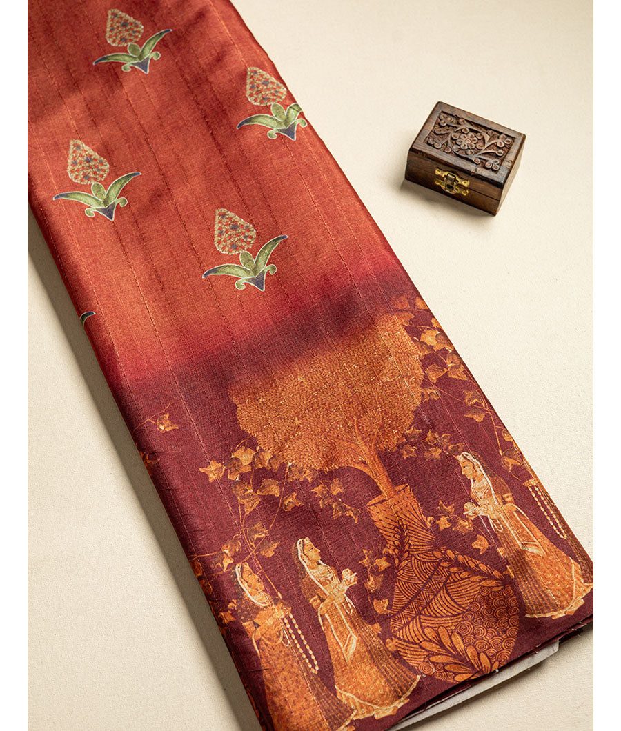 Semi tussar printed fabric