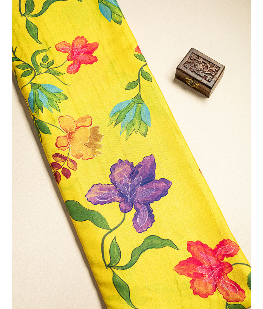 Semi tussar printed fabric