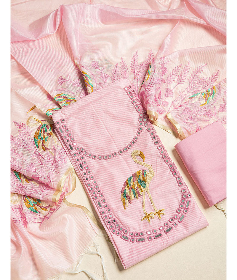 Chanderi Embroidered suit set