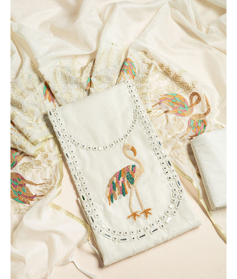 Chanderi Embroidered suit set