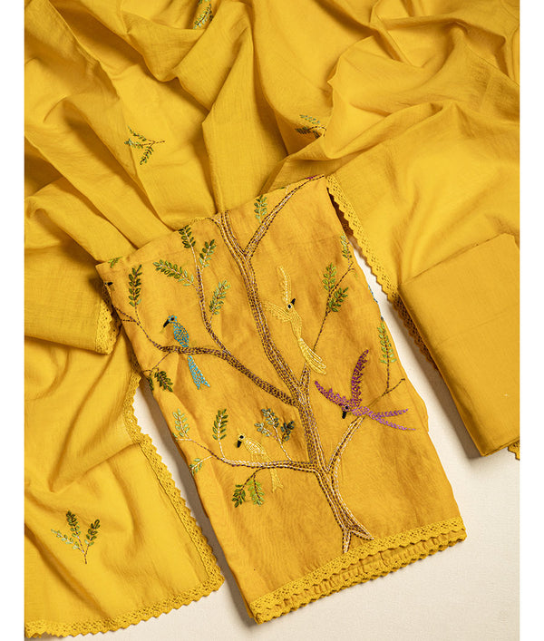 Mul chanderi Embroidered suit set