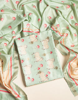 Semi tussar pichwai suit set