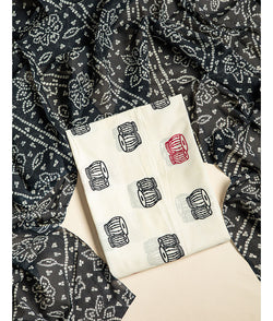 Cotton printed top with chinon dupatta suit set