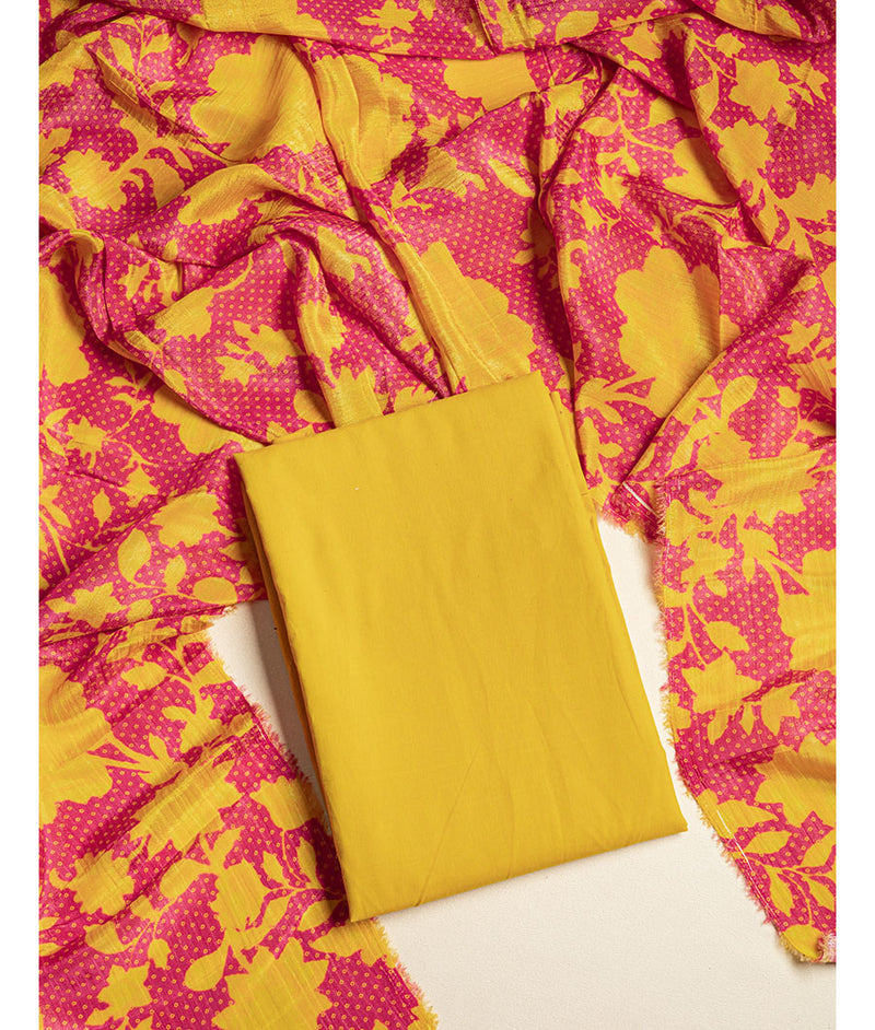 Pure Banana Cotton top with Chinnon dupatta suit set