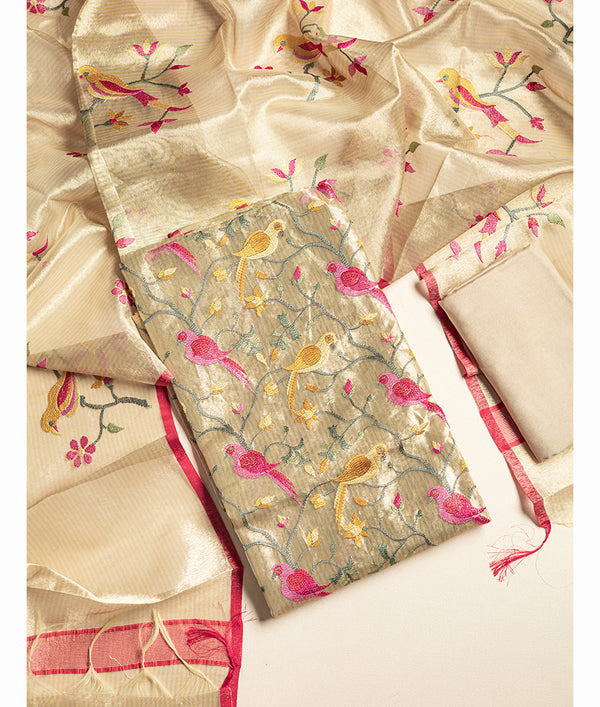 PURE KOTA TISSUE EMBROIDERED SUIT SET