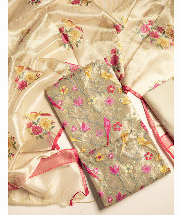 PURE KOTA TISSUE EMBROIDERED SUIT SET
