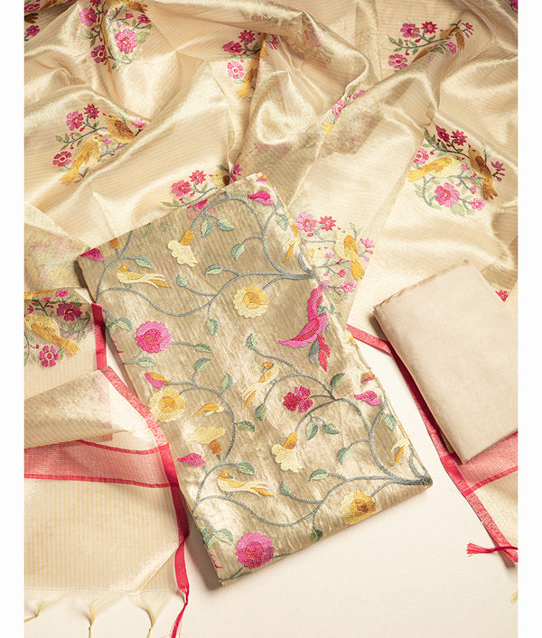 PURE KOTA TISSUE EMBROIDERED SUIT SET