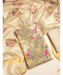 PURE KOTA TISSUE EMBROIDERED SUIT SET