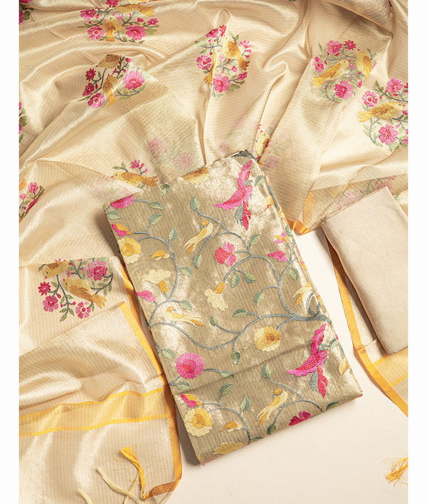 PURE KOTA TISSUE EMBROIDERED SUIT SET
