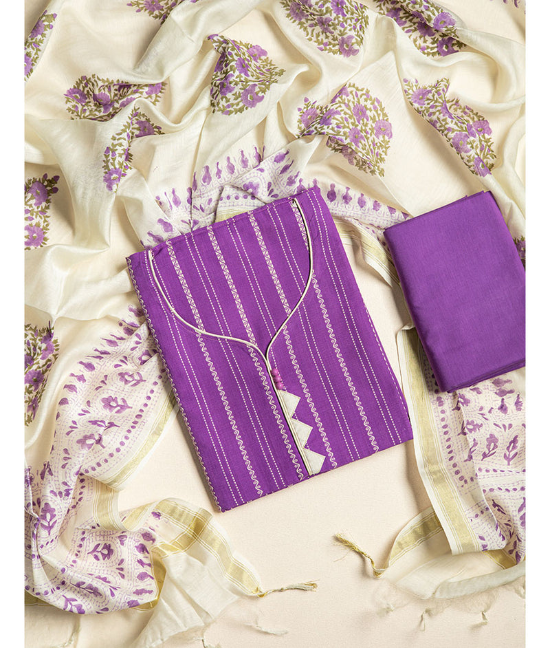 COTTON WOVEN 3 PIECE SUIT SET