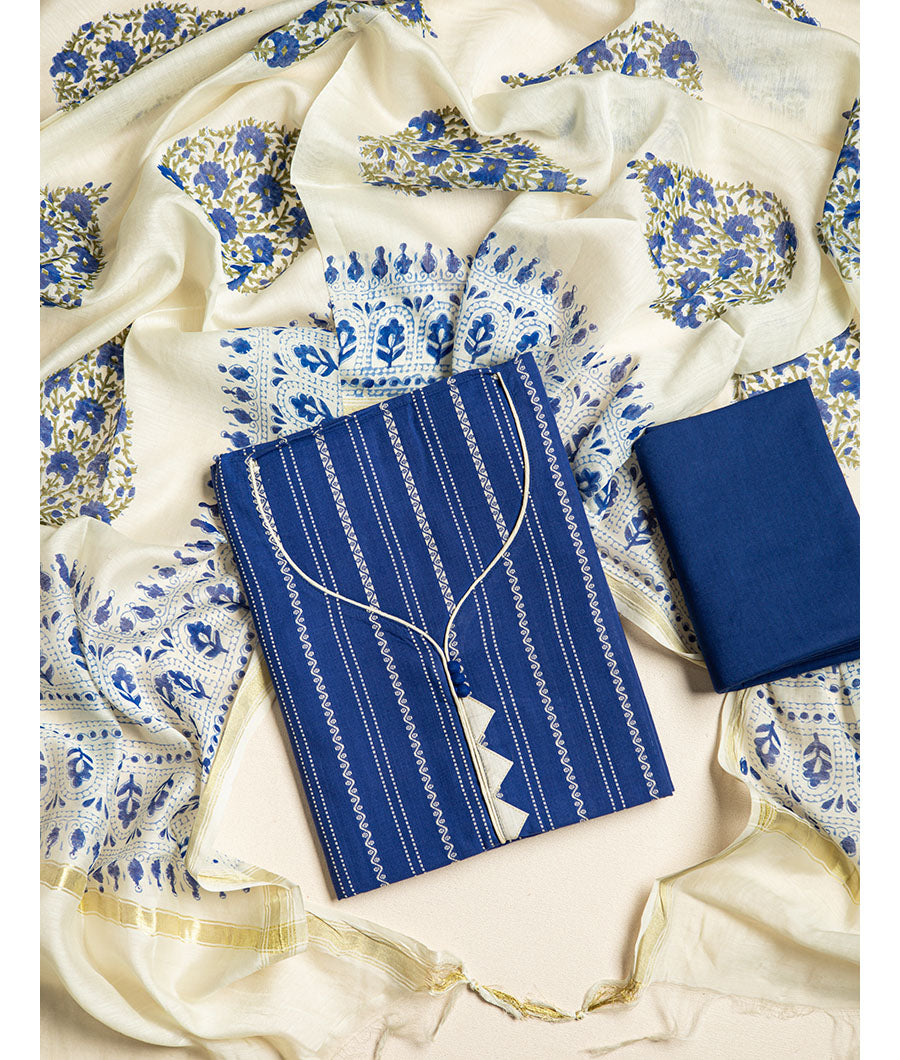 COTTON WOVEN 3 PIECE SUIT SET