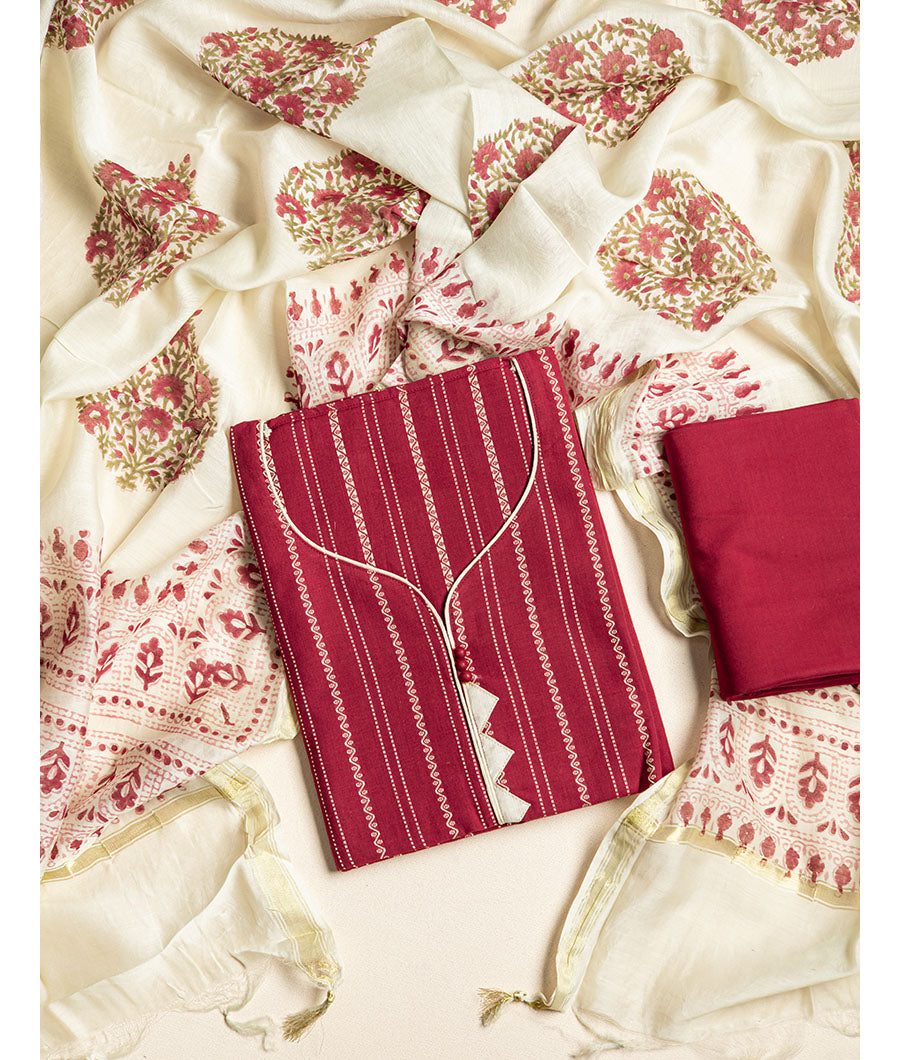 COTTON WOVEN 3 PIECE SUIT SET