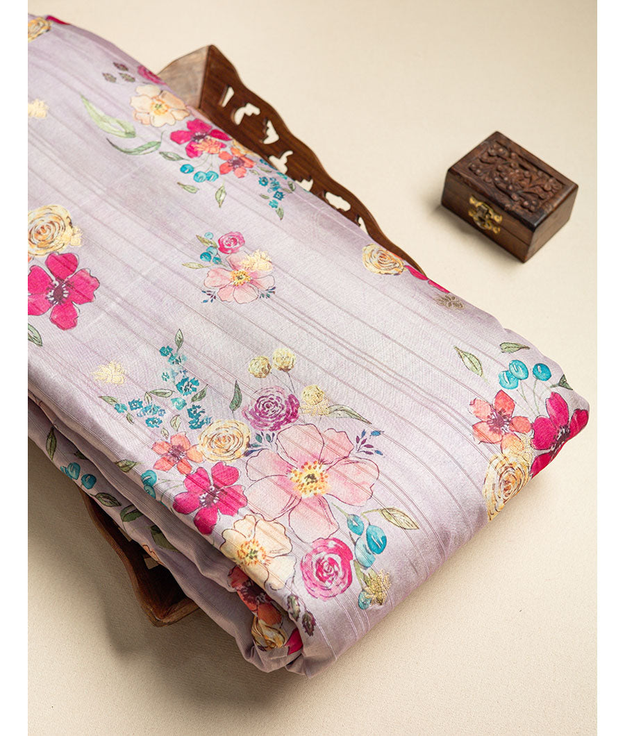 Semi tussar printed fabric