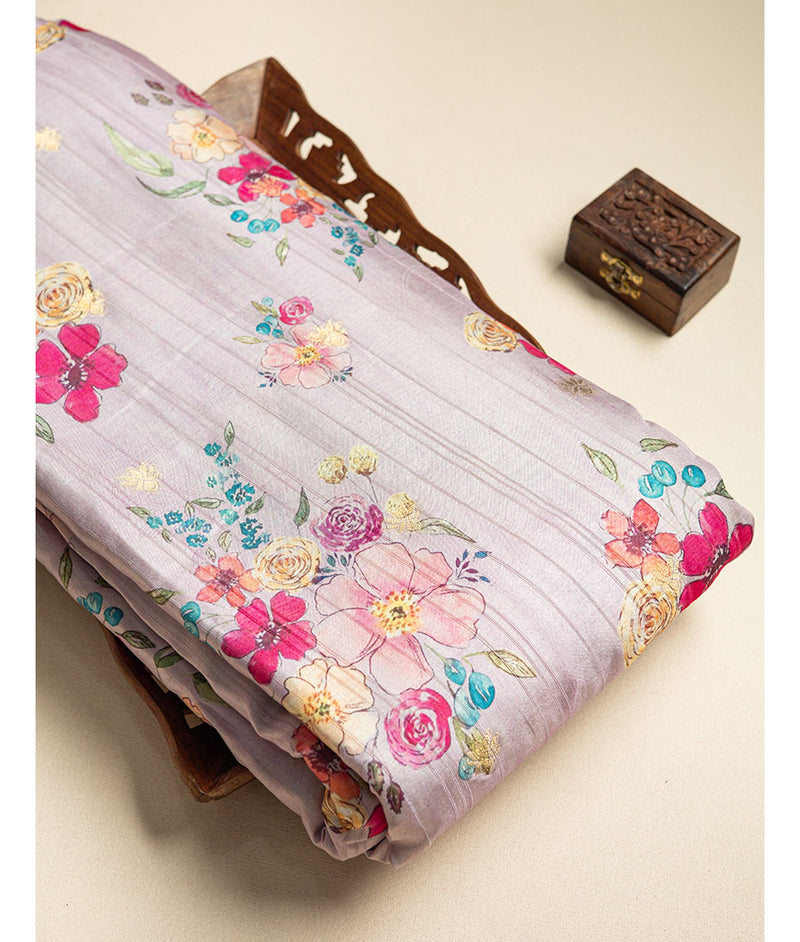Semi tussar printed fabric