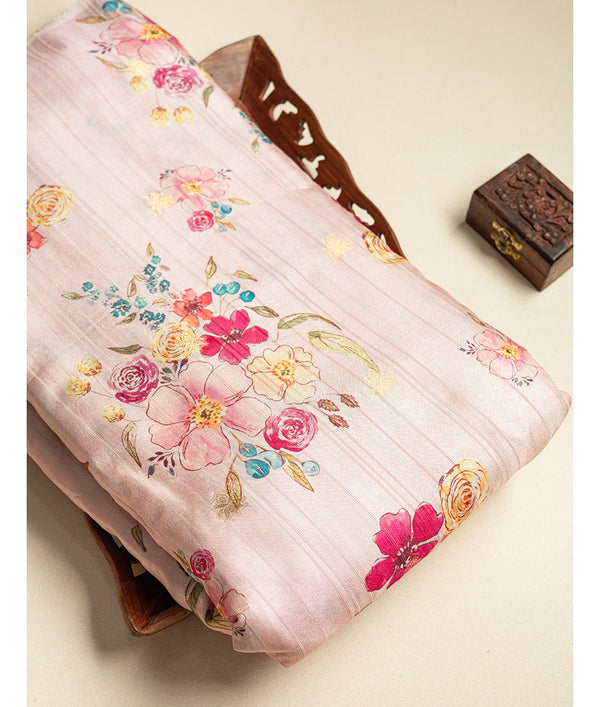 Semi tussar printed fabric