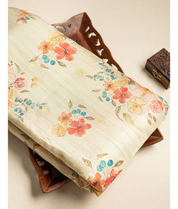 Semi tussar printed fabric