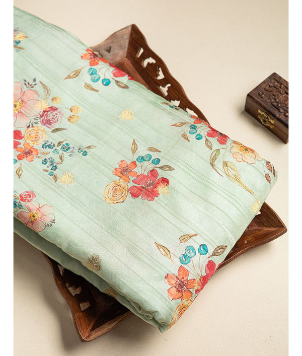 Semi tussar printed fabric