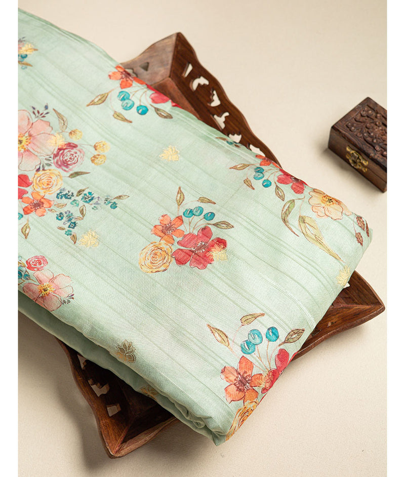 Semi tussar printed fabric