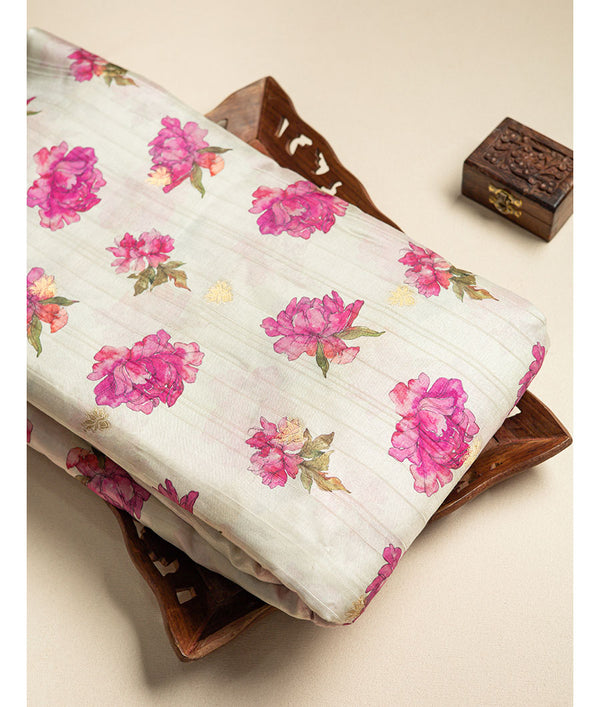 Semi tussar printed fabric