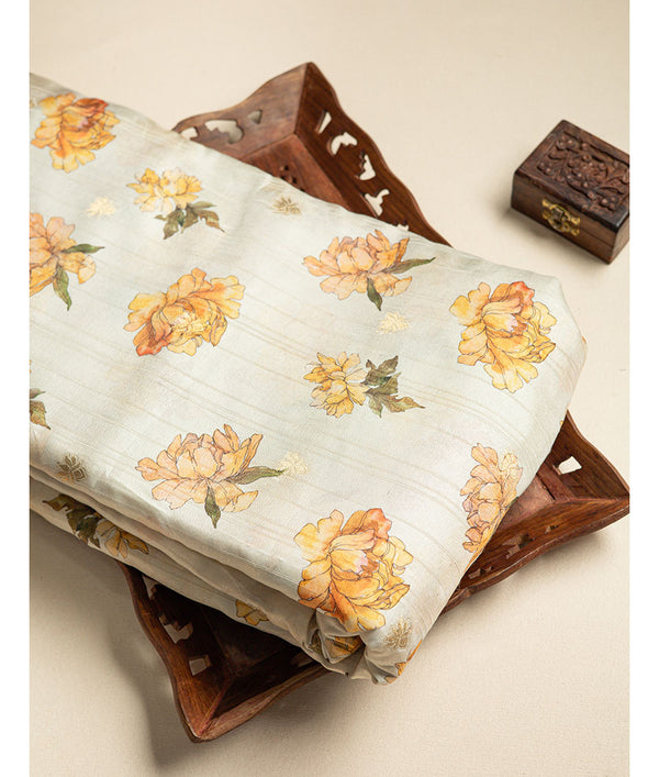 Semi tussar printed fabric