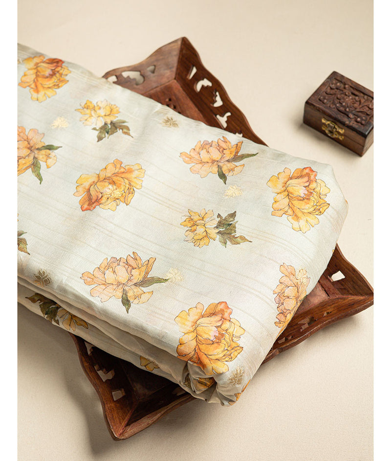 Semi tussar printed fabric