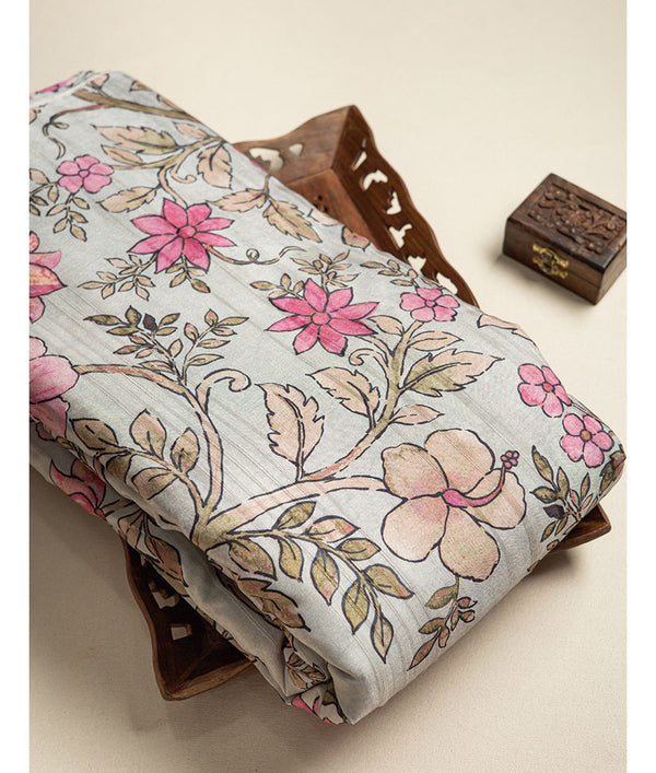 SEMI TUSSAR PRINTED FABRIC