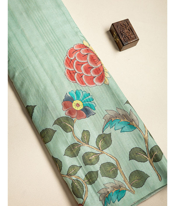 SEMI TUSSAR PRINTED FABRIC