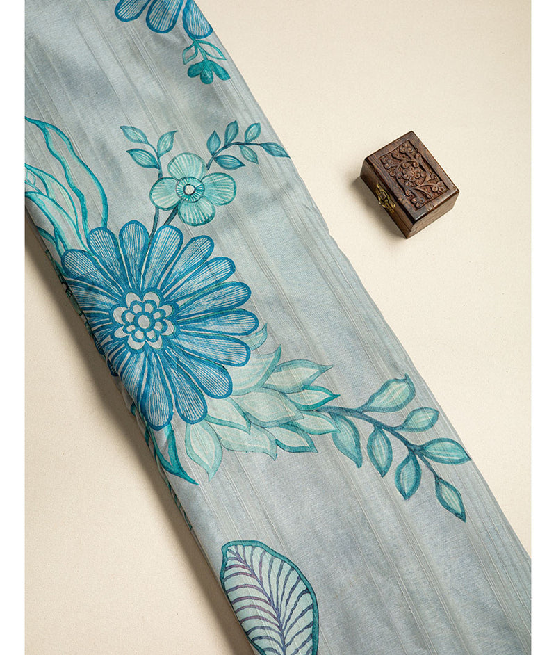 SEMI TUSSAR PRINTED FABRIC