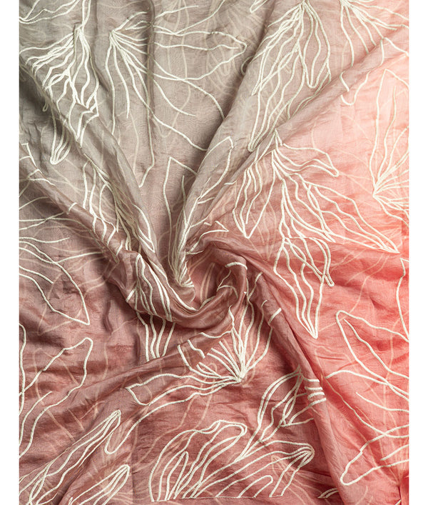 PURE MUL CHANDERI OMBRE EMBROIDERED FABRIC