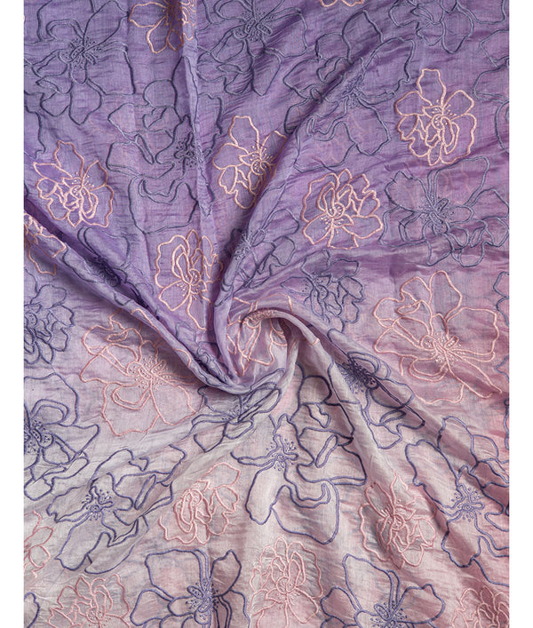 PURE MUL CHANDERI OMBRE EMBROIDERED FABRIC