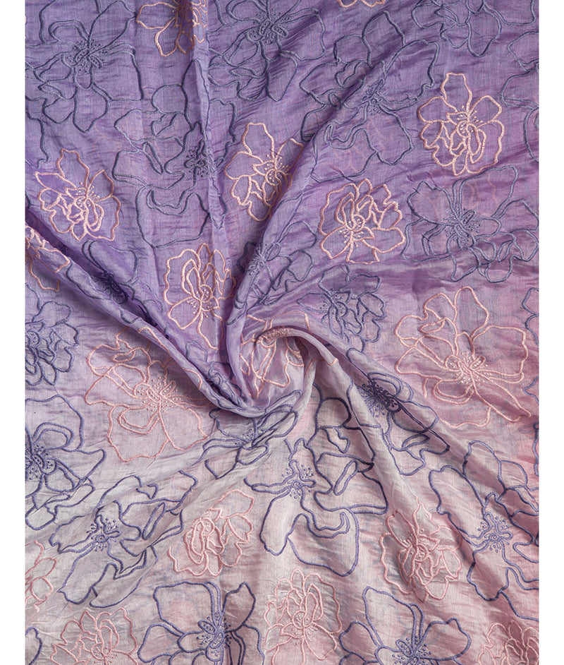 PURE MUL CHANDERI OMBRE EMBROIDERED FABRIC