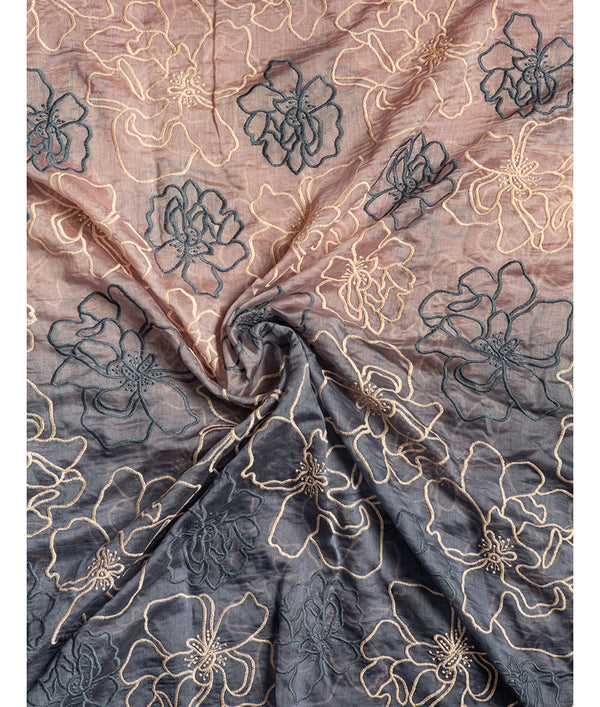 PURE MUL CHANDERI OMBRE EMBROIDERED FABRIC