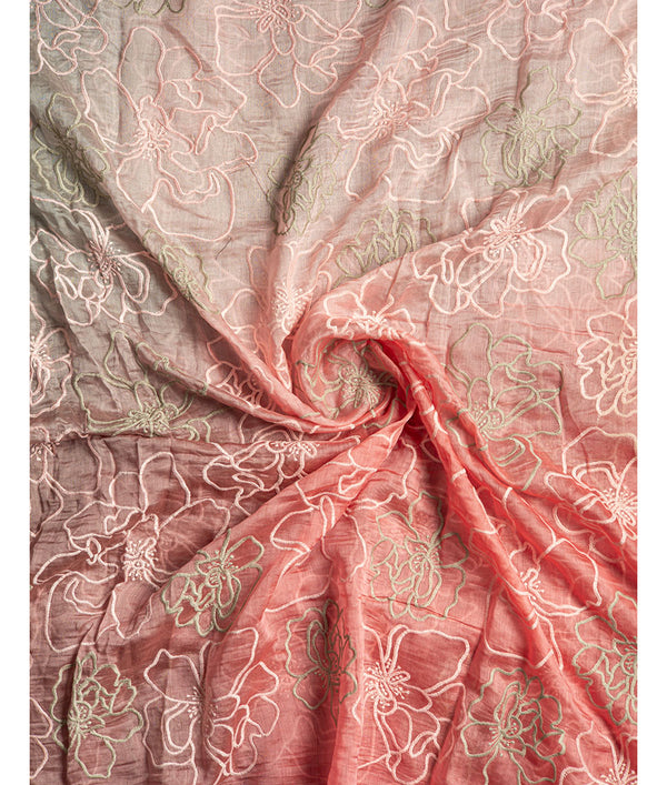 PURE MUL CHANDERI OMBRE EMBROIDERED FABRIC