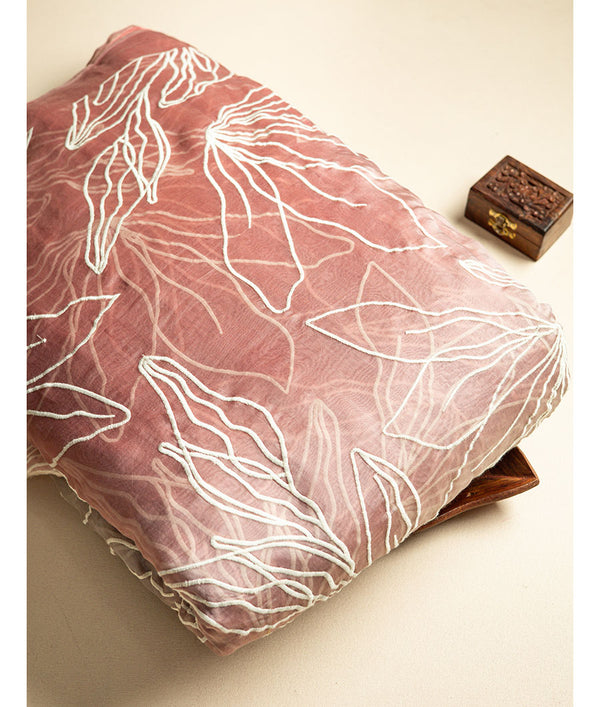 PURE MUL CHANDERI OMBRE EMBROIDERED FABRIC