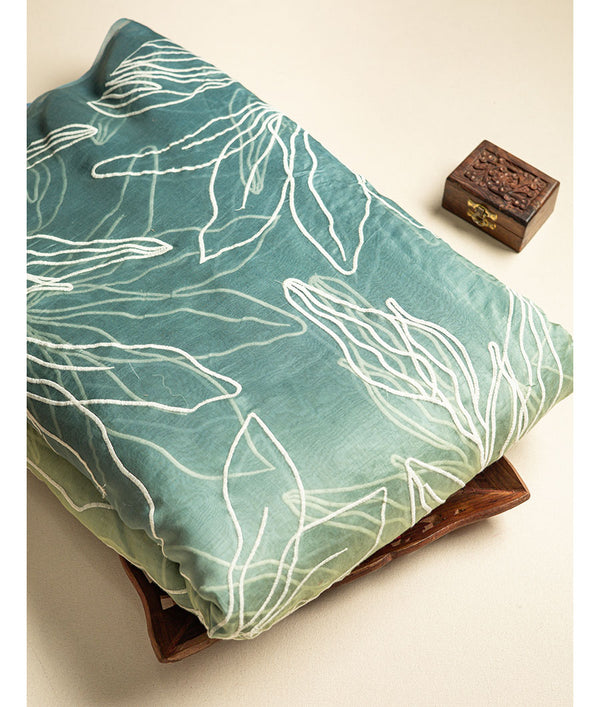 PURE MUL CHANDERI OMBRE EMBROIDERED FABRIC