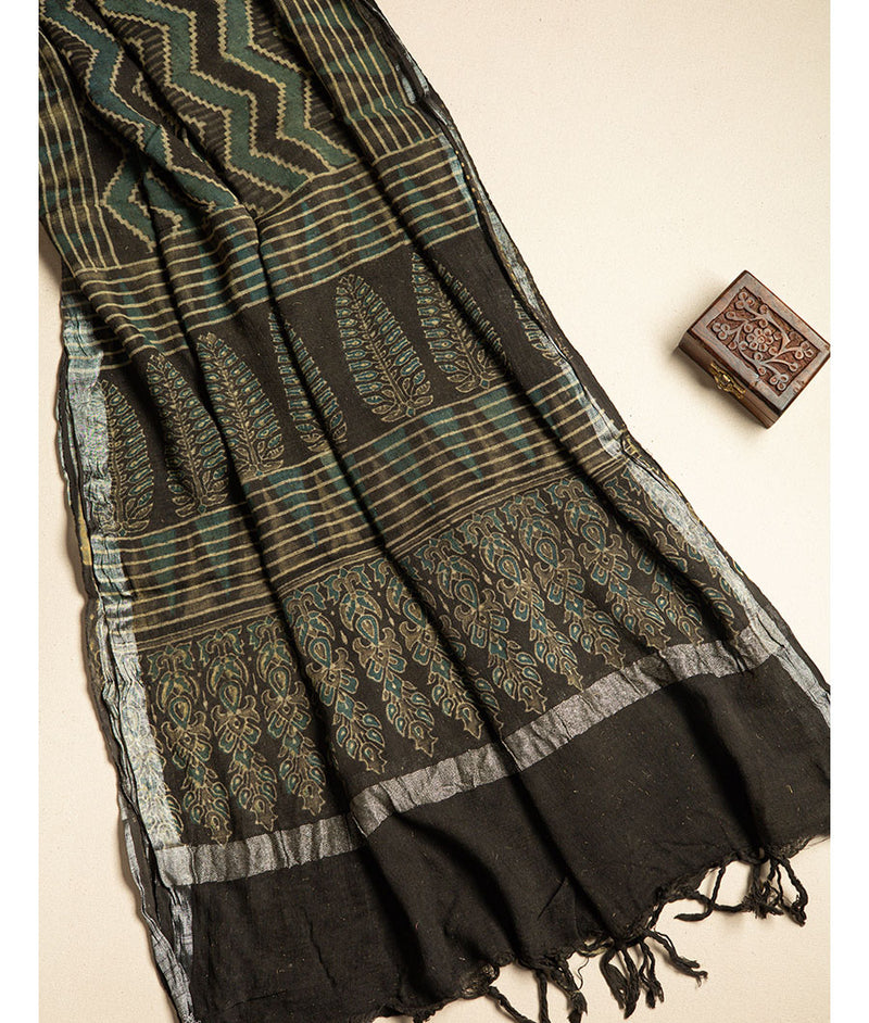 PURE LINEN AJRAKH DUPATTA