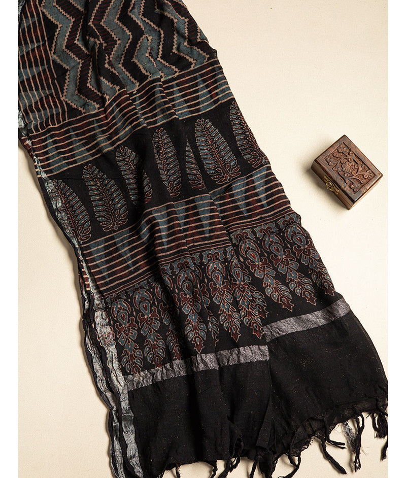 PURE LINEN AJRAKH DUPATTA