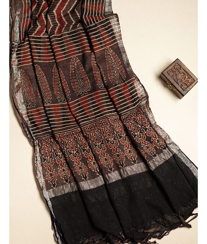 PURE LINEN AJRAKH DUPATTA