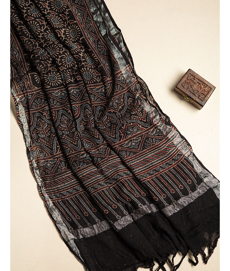 PURE LINEN AJRAKH DUPATTA
