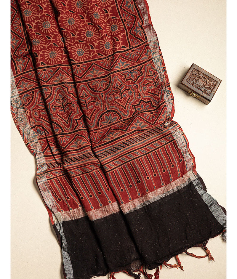PURE LINEN AJRAKH DUPATTA