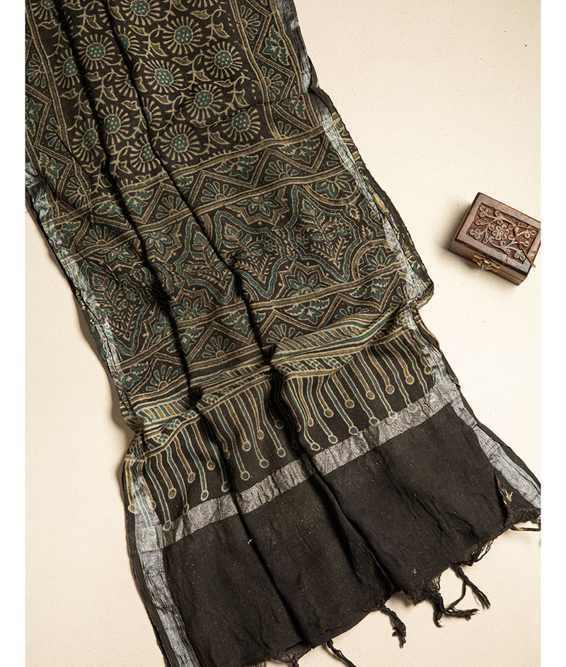 PURE LINEN AJRAKH DUPATTA